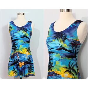 Blue Hawaiian Sunset & Boats Tank Dress